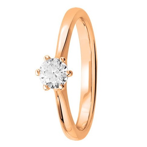Bague solitaire diamant central serti 6 griffes en Or rose Bague solitaire diamant central serti 6 griffes en Or rose