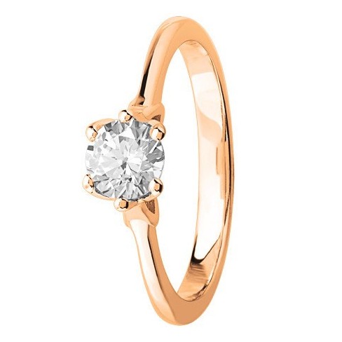 Bague solitaire diamant brillant en Or rose 750 millièmes Bague solitaire diamant brillant en Or rose 750 millièmes