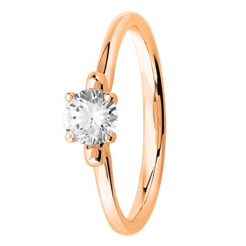 Bague solitaire diamant rond serti 4 griffes en Or Rose Bague solitaire diamant rond serti 4 griffes en Or Rose