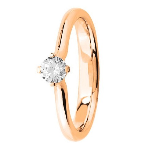 Bague solitaire diamant blanc serti 4 griffes en Or rose Bague solitaire diamant blanc serti 4 griffes en Or rose