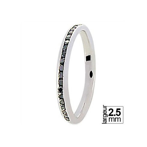 Alliance Or blanc avec diamants noirs - Boutique Alliance