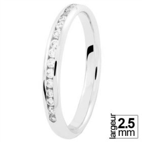 Alliance femme Or blanc diamant - Alliance de mariage Or...