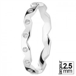 Alliance Or blanc zig zag avec diamants - Boutique Alliance