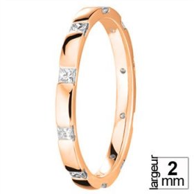 Alliance Diamant baguette - Alliance de mariage Or rose...