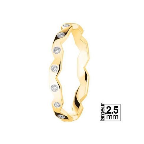 Alliance diamants motif zig zag en Or jaune - Boutique Alliance