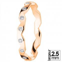 Alliance diamants style zig-zag en Or rose - Boutique Alliance