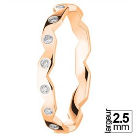 Alliance Diamant - Alliance de mariage Or rose...