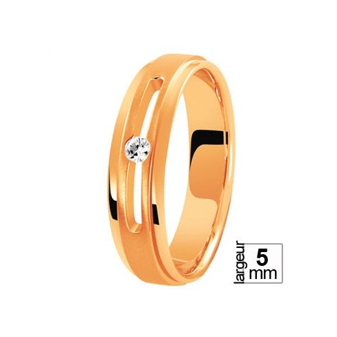 Alliance diamant en Or rose avec diamant sur serti dans une ouverture rail Alliance diamant en Or rose avec diamant sur serti dans une ouverture rail
