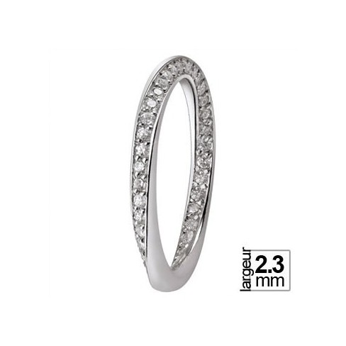 Alliance Or blanc vrille ronde de diamants - Boutique Alliance