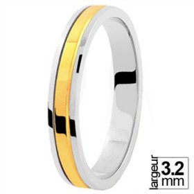 Alliance femme Or blanc - Alliance de mariage 2 Ors 750