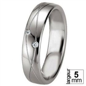 Alliance Diamant - Alliance de mariage Argent...