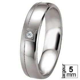 Alliance homme Diamant - Alliance de mariage Argent...