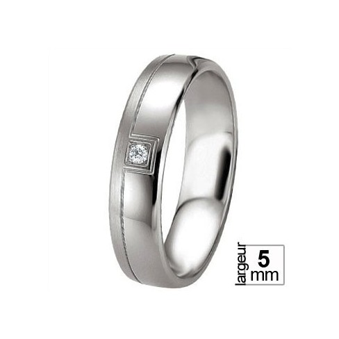 Alliance Breuning en argent et diamant - 13774271A