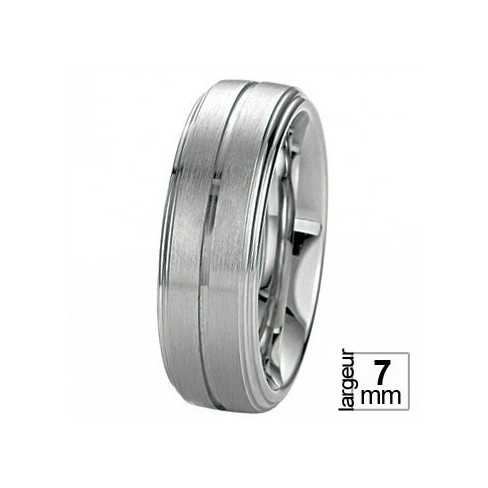 Alliance Breuning en argent liseret central poli - 13034164A Alliance Breuning en argent liseret central poli - 13034164A