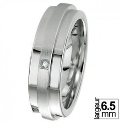 Alliance Breuning en argent et diamant  - 13774157A