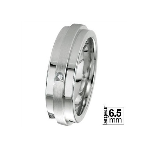 Alliance Breuning en argent et diamant  - 13774157A