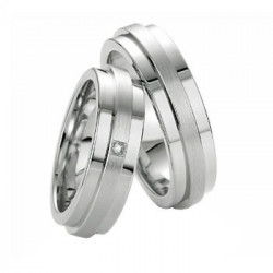 Alliance Breuning en argent et diamant  - 13774157A