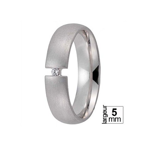 Alliance Or blanc Demi-bombée et diamant - Boutique Alliance Alliance Or blanc Demi-bombée et diamant - Boutique Alliance