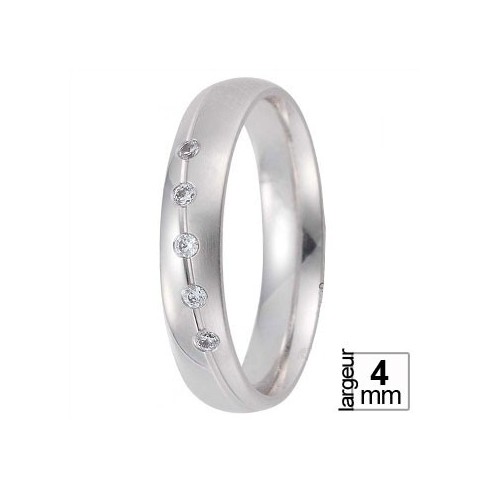 Alliance diamants Demi-bombée en Or blanc - Boutique Alliance Alliance diamants Demi-bombée en Or blanc - Boutique Alliance