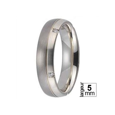 Alliance Diamants demi-bombée Palladium et Or blanc - Boutique Alliance Alliance Diamants demi-bombée Palladium et Or blanc - Boutique Alliance
