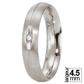 Un unique Diamant - Alliance de mariage Platine...