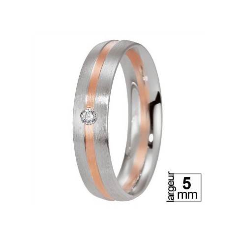 Alliance Breuning Platine et Or rose avec diamant Alliance Breuning Platine et Or rose avec diamant