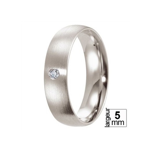 Alliance Breuning Platine demi-bombée avec diamant - Boutique Alliance Alliance Breuning Platine demi-bombée avec diamant - Boutique Alliance