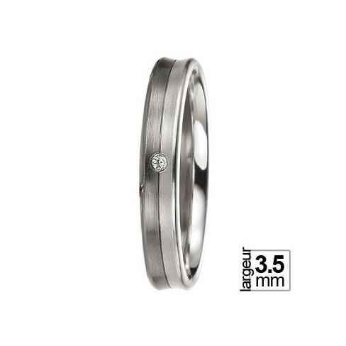 Alliance de mariage BREUNING Black & White et Diamant légèrement concave Alliance de mariage BREUNING Black & White et Diamant légèrement concave