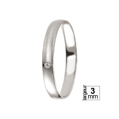 Alliance Breuning Black & White demi-bombée avec diamant Alliance Breuning Black & White demi-bombée avec diamant