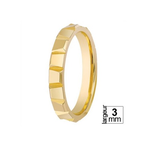 Alliance de mariage Or jaune facettes godron Alliance de mariage Or jaune facettes godron