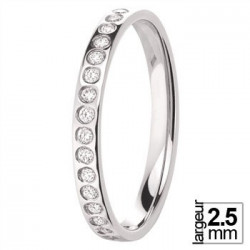 Alliance de mariage Or blanc et diamants demi-tour