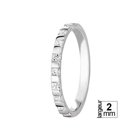 Alliance de mariage Or blanc diamants princesse - Boutique Alliance