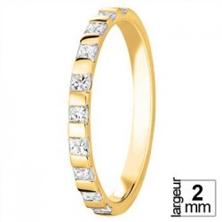 Alliance de mariage Or jaune et diamants taille princesse