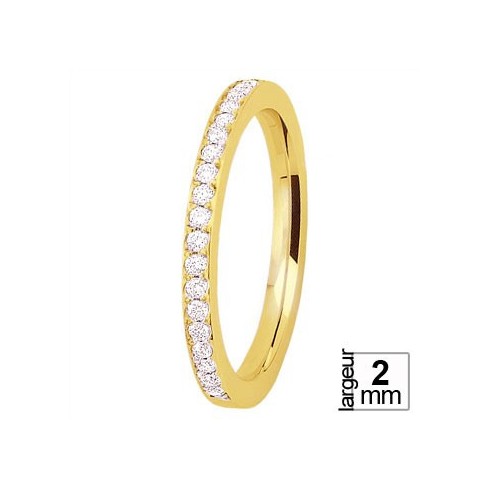 Alliance de mariage Or jaune serti 20 diamants - Boutique Alliance