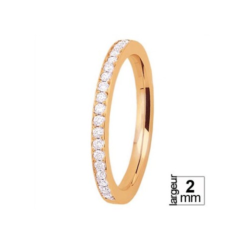 Alliance demi-tour Or rose et diamants serti grain - Boutique Alliance