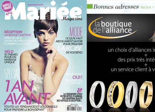 la Boutique de l'Alliance dans la presse mariage